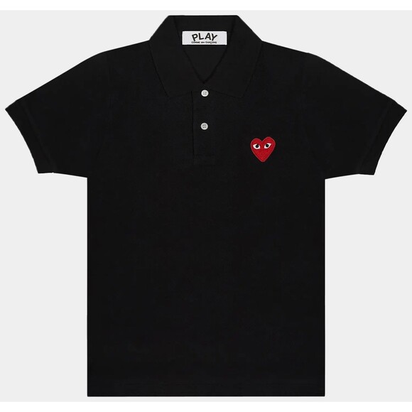 Comme Des Garcons Other - COMME DES GARCONS PLAY CDG PLAY RED EMBLEM POLO BLACK T-SHIRT  SIZE XL